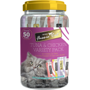 Fussie Cat Treats Tuna&Chicken Puree VarietyPk (5 Flvr) 50pc