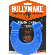 Bullymake Dog Toy Tough Chew Nylon Horseshoe Blue Bacon Flvr
