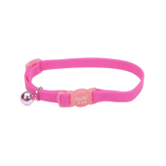 SafeCat Adj Nyl Bkwy Collar Neon Pink 12"