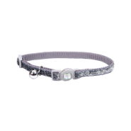 SafeCat Jewel Buckle Adj Collar w/Glitter 12" Silver