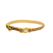 SafeCat Jewel Buckle Adj Collar w/Glitter 12" Gold