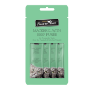 Fussie Cat Treats Premium Mackerel w/Beef Puree 4/0.5oz