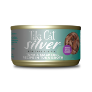 Tiki Cat Silver 11+ Tuna & Mackerel in Tuna Broth 12/2.4 oz