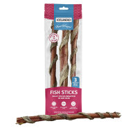 Icelandic+ Dog Beef Bully Stick Wrapped w/Fish Skin 12" 3pk