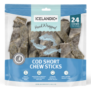 Icelandic+ Dog Cod Skin Hand Wrapped Chew Stick Bulk 24 ct