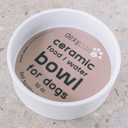 Dexypaws Dog Ceramic Bowl White 8" 50oz